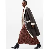 French Connection Arizona Faux Shearling Coat Chocolate Taglia: 10 | Giacche in ecopelliccia Outlet | Donna | Marrone