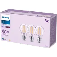 Philips LED E27 7W 850lm 4.000K trasparente 3x
