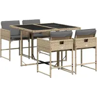 vidaXL Set da pranzo da giardino 5 pezzi con cuscini Beige mix rattan polivalente