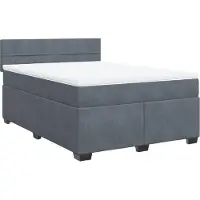 Syfax Giroletto a Molle con Materasso Grigio Scuro 160x200 cm Velluto