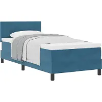 Syfax Letto a molle con materasso Blu Scuro 90 x 200 cm Velluto