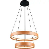 TRIO Lighting Lampada LED a sospensione Lynwood, Ø 60 cm, color legno, legno, a 2 luci.