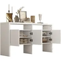 OKWISH Tavolo da pranzo pieghevole con tre ripiani, per 4-6 persone, tavolo pieghevole con portabottiglie e cassetti, mobile per cucina e soggiorno, nero