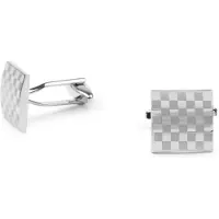 Suitable Gemelli Quadrati A Quadri Silver Argento
