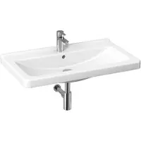 Jika Cubito - Lavabo 850x485 mm, con sfioratore, con foro per rubinetto, Perla, bianco H8104261001041