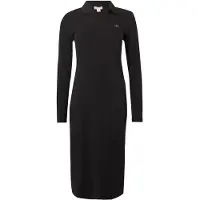 Calvin Klein Ls Woven Label Johnny Collar Midi Dress Black Taglia: M | Abiti in T-Shirt Outlet | Donna | Nero