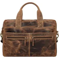 Greenburry Vintage Valigetta Vera Pelle 38 cm Vano porta PC marrone
