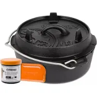 Petromax Dutch Oven ft3 fondo piatto con grasso per manutenzione e raschietto