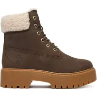 Timberland per donna. TB0A2PU6W011 Stivali in pelle marrone Stone Street (36 W), 3 a 5cm, Stringhe, Casual