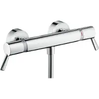 Hansgrohe Ecostat thermostat de douche, apparent, 1 consommateur, ComfortCare, poignées extra-longues, EcoStop, chrome, 13117000, 13117000