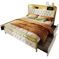 MODFU Divano letto Divano letto imbottito 90x190 con spazio di archiviazione idraulico, letto per ospiti con rete a doghe, USB e Type-C, Grigio, Senza materasso