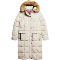 Superdry per donna. W5011566A Cappotto lungo trapuntato Everest beige (M), Casual, Poliestere