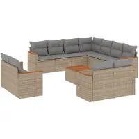 vidaXL Set di divani da giardino 12 pezzi con cuscini Beige poly rattan