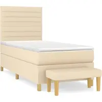 vidaXL Letto a molle con materasso crema 100x200 cm in tessuto