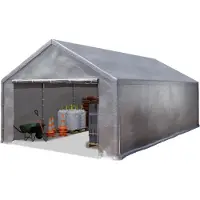 TOOLPORT Tenda capannone 5x10 m Tendostruttura Tenda garage telone PE 350 N impermeabile in grigio