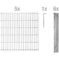 Alberts 675370 Staccionata doppia come set di recinzione completo di 12 pezzi, zincato a caldo, altezza 103 cm, lunghezza 12,5 m