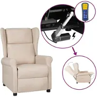vidaXL Sedia ad ala con funzione reclinabile in tessuto elettrico color crema