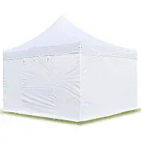 TOOLPORT 4x4m gazebo pieghevole PVC con laterali, PROFESSIONAL alluminio, bianco