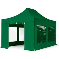 TOOLPORT 3x4,5m gazebo pieghevole PES con laterali (finestre panoramiche), PROFESSIONAL alluminio, verde scuro