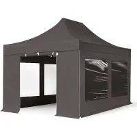 TOOLPORT 3x4,5m gazebo pieghevole PES con laterali (panoramiche), PRO alluminio, grigio scuro