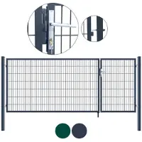 HOME DELUXE - Cancello da giardino a due ante ADITUS - antracite, 140 x 350 cm - incl. maniglia, serratura, chiavi e serratura a pavimento I Cancello da giardino Cancello carraio Porta del cortile