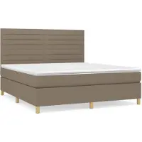 vidaXL Letto a molle con materasso Taupe 160x200 cm in tessuto