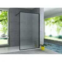 Aloni Cabina doccia in vetro con profilo nero opaco - Cabina doccia ESG in vetro di sicurezza, nano-rivestimento, montabile su entrambi i lati, altezza 200 cm