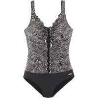 LASCANA Costume intero modellante 'Powder' broccato / nero / bianco