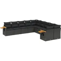 vidaXL Set di divani da giardino da 10 pezzi con cuscini in polirattan nero