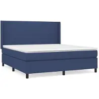 vidaXL Letto a molle con materasso blu 160x200 cm in tessuto
