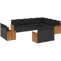 vidaXL Set di divani da giardino da 12 pezzi con cuscini in polirattan nero
