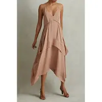 Reiss V Neck Strappy Dress Nude Taglia: 8 | Abiti Midi Outlet | Donna