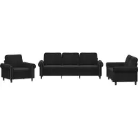 vidaXL Set divano 3 pezzi con cuscini in velluto nero