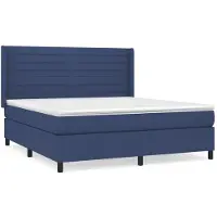 vidaXL Letto a molle con materasso blu 160x200 cm in tessuto