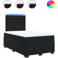 Syfax Giroletto a Molle con Materasso Nero 120x200 cm in Velluto