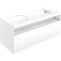 Keuco STAGELINE Meuble sous-lavabo pour vasques à poser, 1 tiroir frontal, 1400x550x490mm, 2x1 trou pour robinet, avec éclairage LED, 32894970100, 32894970100