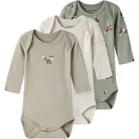 Name it Kid's Body L/S Fox 3-Pack Intimo Bambini (74, grigio)