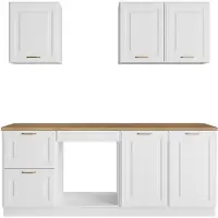 Vente-unique Mobile cucina - con piano di lavoro 200 cm - Colori bianco e legno - CELOMIA