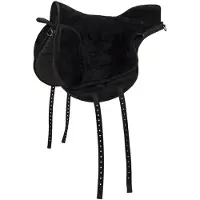 QHP Sella da cavalcare senza staffa, modello Super Soft - Taglia Cob - Cuscino per la seduta della sella - Nero/Nero