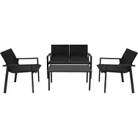 MonsterShop Set di mobili da giardino in rattan - nero