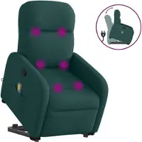 Syfax Poltrona Alzapersona Massaggiante Verde Scuro in Tessuto