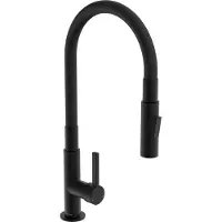 Schutte 79586 Miscelatore per lavello, colore nero opaco, con tubo dotato di rivestimento soft-touch