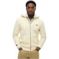 Superdry per uomo. M2014128E Felpa con cappuccio e zip Essential Logo bianco sporco (XXL), Casual, Cotone