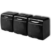 Karlik Elektrotechnik Prese multiple da parete JUNIOR, con messa a terra, 3 prese (2P+Z), (con sistema di chiusura a sportello, senza persiane), colore nero, modello 12GHE-3d