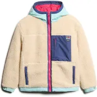 Superdry per donna. W5011900A Felpa con cappuccio Vintage Hooded Sherpa beige (S), Casual, Polister riciclato