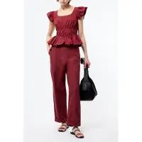French Connection Cambria Cotton Scoop Neck Top Summer Burgundy Taglia: 12 | Magliette intime Outlet | Donna | Marrone