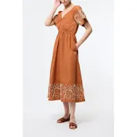 French Connection Cambria Cotton Embroidered Drs Coffee Brown Taglia: 8 | Abiti Midi Outlet | Donna | Marrone