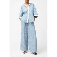 French Connection Cambria Stripe S/s Shirt Linen White/sky Blue Taglia: M | Pantaloni da completo Outlet | Donna | Bianco