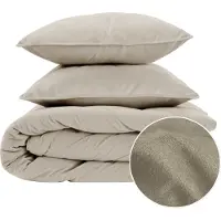 Royal Textile Sleeptime, coperta trapuntata "Lazy", velluto, color taupe/grigio, 200 x 200 cm, con federe