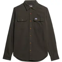 Superdry per uomo. M4010723A Camicia da lavoro in flanella verde (S), Casual, Manica lunga, Cotone biologico, Sostenibile